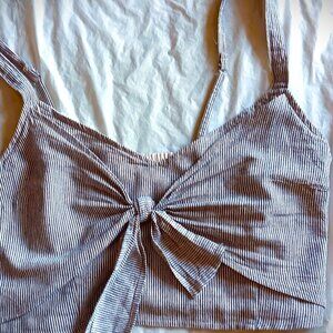 WOMEN'S BLUE-STRIPED COTTON ABERCROMBIE & FITCH SUNTOP, (REVERSIBLE), SZ. LARGE